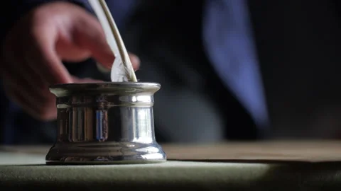 Founding Father Tabletop - Declaration of Independence, Signs with Quill Stock Footage 288119993