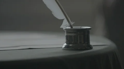 Founding Father Taking Quill and Ink to Sign Declaration of Independence Stock Footage 106964055