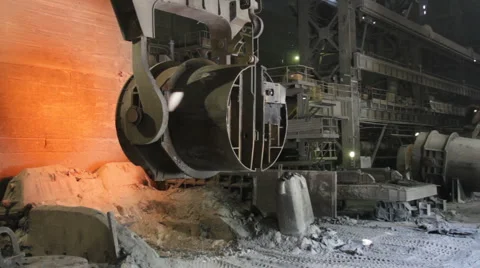 Foundry cauldron at work Stock Footage