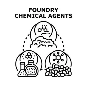 Foundry chemical agents production process concept illustration Illustrazione stock