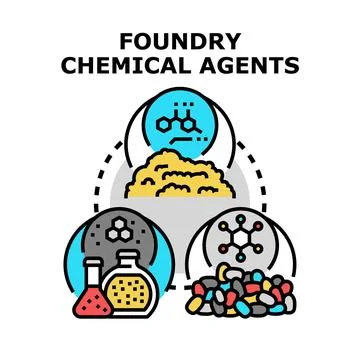 Foundry chemical agents production process concept illustration Stock Illustration