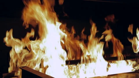 Foundry Factory Industry With Fire Flames In High Temperature Furnace Stock Footage 131244374