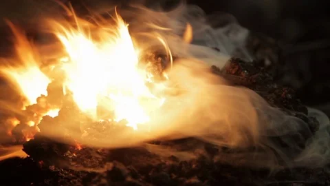 Foundry fire and coal Stock Footage 90934032