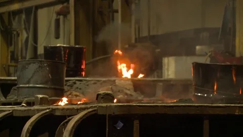Foundry Fires Heat Waves Stock Footage 84615766