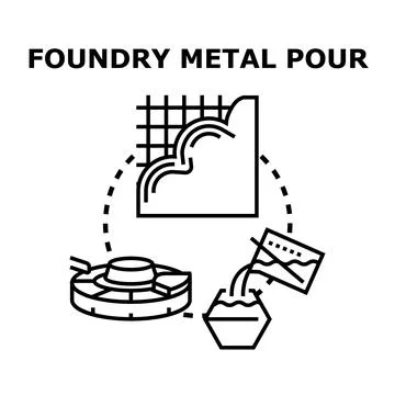 Foundry metal pouring process creating metal casting objects Stock Illustration