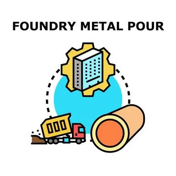 Foundry metal pouring process producing metal pipe Stock-Illustration