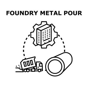 Foundry metal pouring process producing metal pipe Stock Illustration