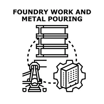 Foundry work and metal pouring industrial process Stock Illustration