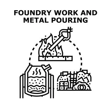 Foundry work and metal pouring metallurgical process 스톡 일러스트
