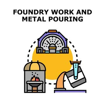 Foundry work and metal pouring process icon イラスト素材