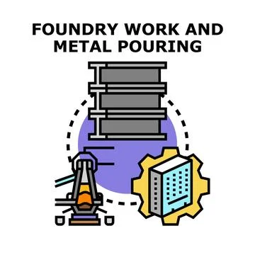 Foundry work and metal pouring industrial process イラスト素材