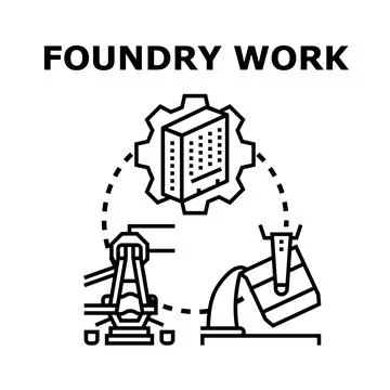 Foundry work process for metallurgy and manufacturing Stock Illustration