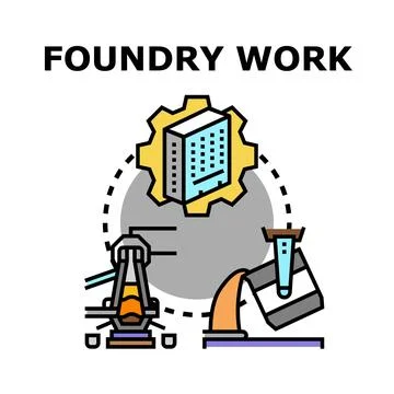 Foundry work process for metallurgy and manufacturing Stock Illustration
