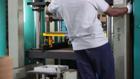 Foundry worker are checking sand mold production process. Stock Footage 322195746