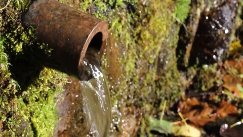 Fount Water Flowing Close-up Stock Footage 125702696