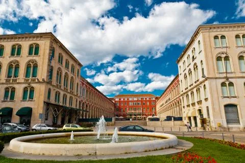 The fountain and republic square in split, croatia Stock Photos