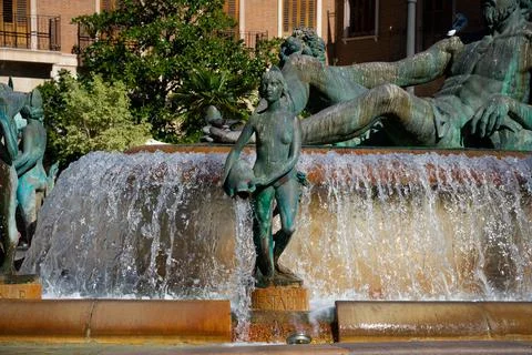 Fountain and Sculptures Stock Photos