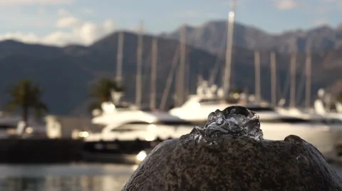 Fountain and yachts Stock Footage 46448639