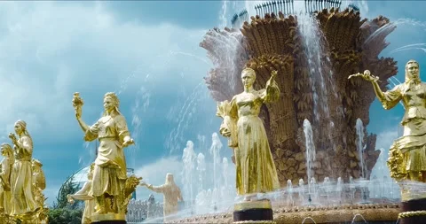 Fountain, The Architecture Of The Soviet Era In Vdnkh Expo Park Stock Footage 134178462