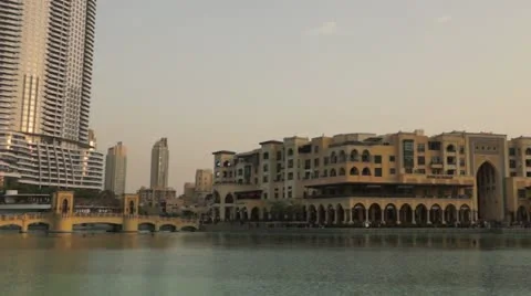 Fountain area pan Stock Footage 12473833