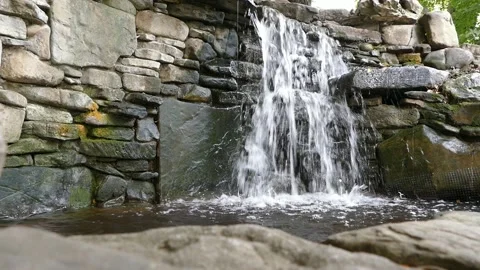 Fountain-artificial waterfall in the park Stock Footage 161237158