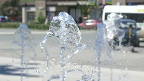 Fountain on background of city. Stock Footage 197552337
