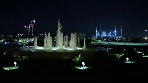 Fountain in the background of the mosque Stock Footage 70141770