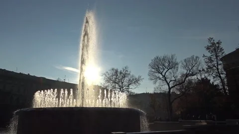 Fountain in backlight Video stock 144950973