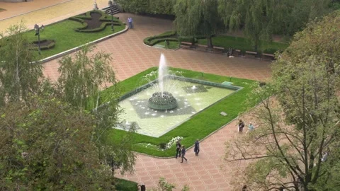 Fountain in Banski Square in Sofia, Bulgaria shows daily life and activity in Video stock 327631328