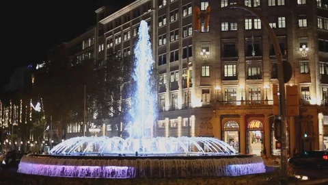 Fountain in Barcelona Stock Footage 120801304