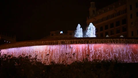 Fountain in Barcelona at night Stock Footage 120801461