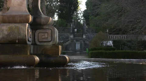 Fountain base and pond Stock Footage 1050498