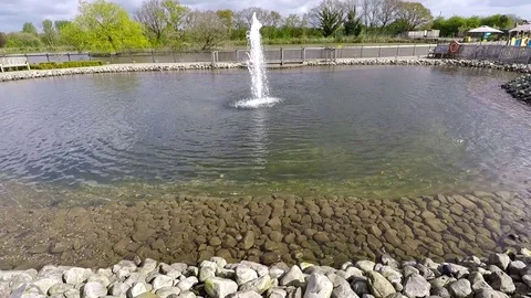 Fountain in the Bents garden center, England, UK Stock Footage