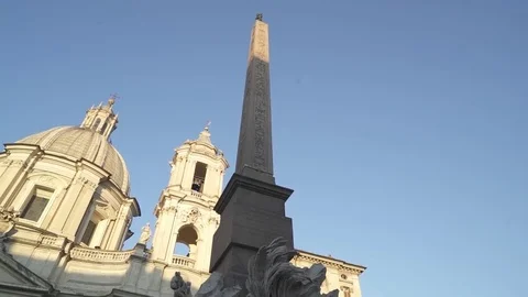 Fountain of Bernini in Piazza Navona Stock Footage 85262677