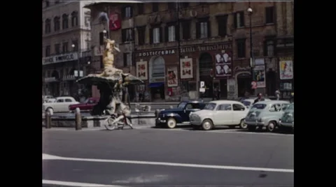 Fountain in Bernini Square Rome 2 Stock Footage 47971097