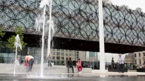 Fountain, Birmingham Library. Video stock 132706937