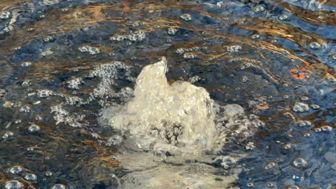 Fountain bubbling water close up Vidéo 300298120