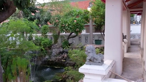 Fountain in a Buddhist temple Stock Footage 78885137