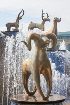 Fountain on central square Stock Photos