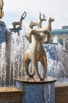 Fountain on central square Stock Photos