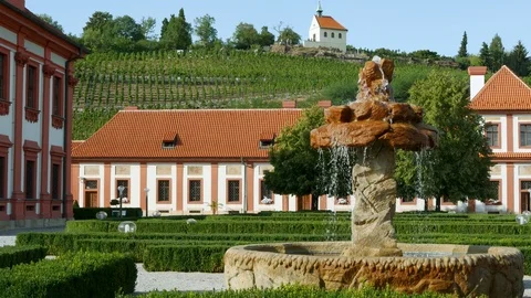 Fountain at chateau Troja - Prague Stock Footage 94289650