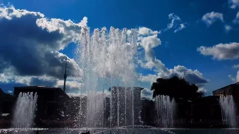 A fountain in a city park Stock Footage 159357756
