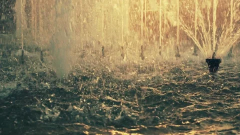 Fountain in the city at sunset 스톡 동영상 91071649