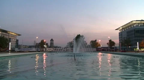 Fountain in a city timelapse Stock Footage 8578920