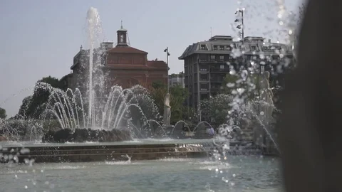 Fountain in cityscape Stock Footage 104046547
