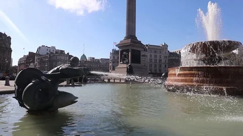 Fountain close up on Trafalgar Square Stock Footage 96503632