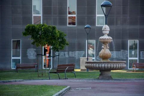 Fountain with cold colours Stock Photos