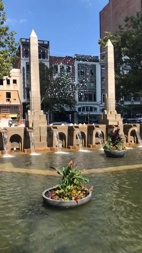 Fountain in Copley Square, Boston Stock Footage 165458745