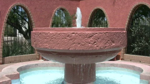 Fountain in courtyard 1 Stock Footage 500911