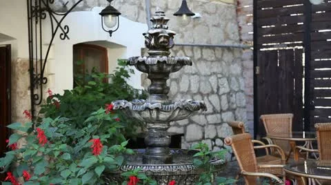 The fountain in the courtyard. Stock Footage 12361916